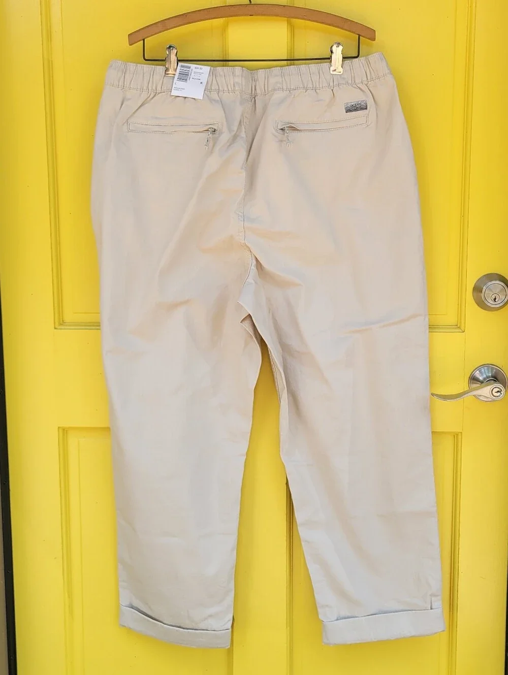 Ocean Coast Draw String Elastic Waist Cuffed Athleisure Nautical Large Pant